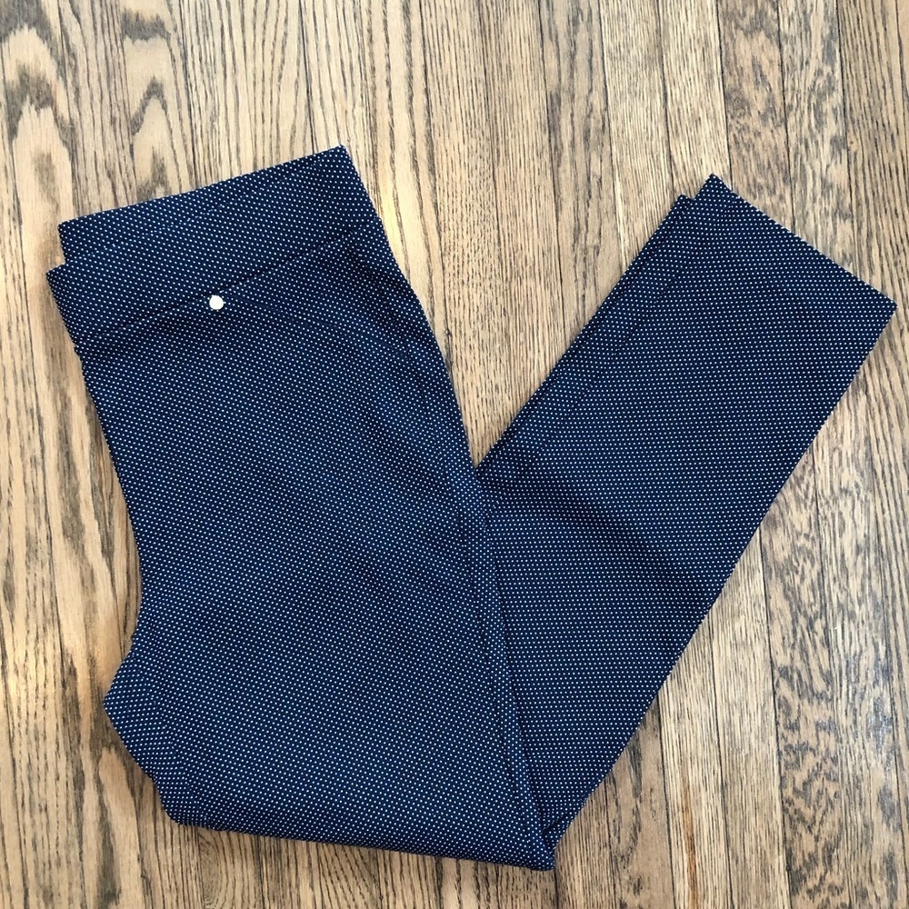 Anne Klein Navy & White Tiny Polka Dot Slim Pant | 6​​